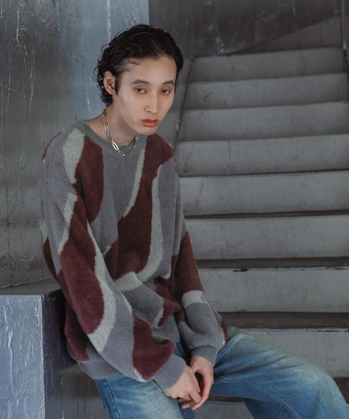 HARE（ハレ）の「アソートガラシャギープルオーバー(HARE)（ニット/セーター・メンズ・レッド/グレー/ブルー/ブラック・SMALL/MEDIUM）」の22枚目の写真