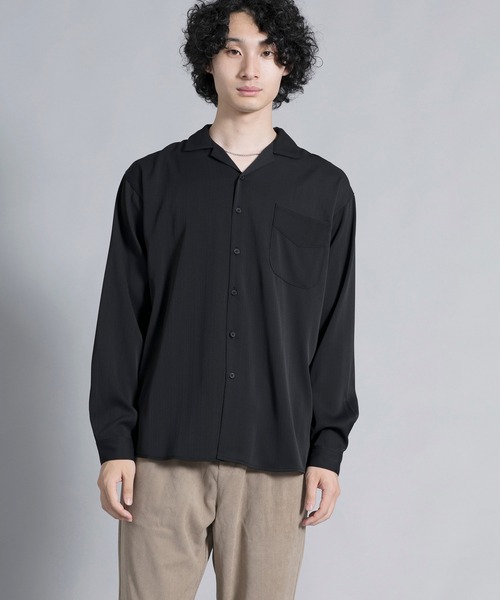aimoha(アイモハ)の「aimoha men Timeless Open Collar Shirt(シャツ/ブラウス・メンズ・ブラック/ライトベージュ・MEDIUM/LARGE/X-LARGE/XX-LARGE)」の4枚目の写真