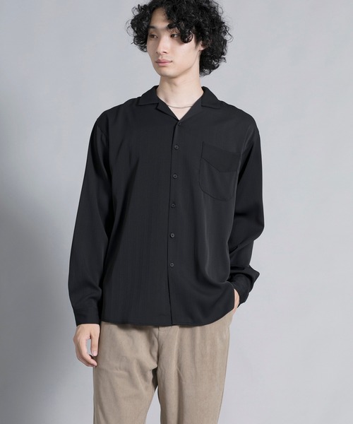 aimoha(アイモハ)の「aimoha men Timeless Open Collar Shirt(シャツ/ブラウス・メンズ・ブラック/ライトベージュ・MEDIUM/LARGE/X-LARGE/XX-LARGE)」の5枚目の写真