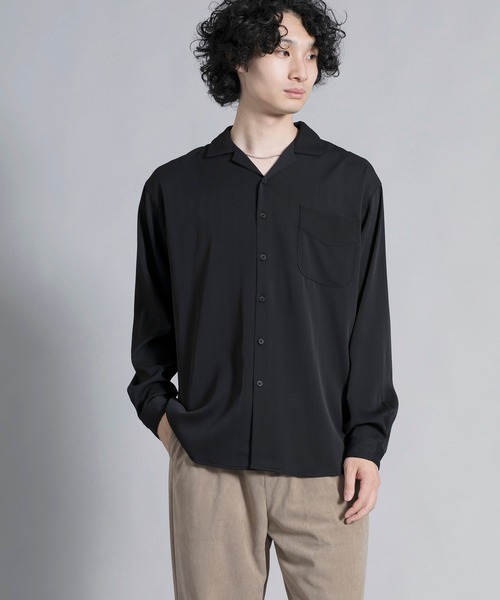 aimoha(アイモハ)の「aimoha men Timeless Open Collar Shirt(シャツ/ブラウス・メンズ・ブラック/ライトベージュ・MEDIUM/LARGE/X-LARGE/XX-LARGE)」の6枚目の写真