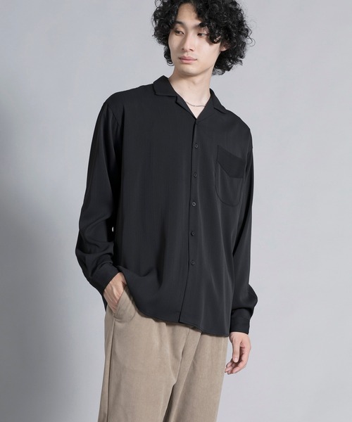 aimoha(アイモハ)の「aimoha men Timeless Open Collar Shirt(シャツ/ブラウス・メンズ・ブラック/ライトベージュ・MEDIUM/LARGE/X-LARGE/XX-LARGE)」の7枚目の写真