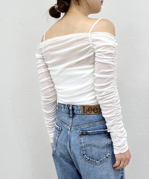 【セール】チュールギャザーオフショルトップス（Tシャツ/カットソー）｜U by SPICK&SPAN（ユーバイスピックアンドスパン）