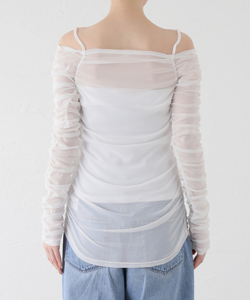 【セール】チュールギャザーオフショルトップス（Tシャツ/カットソー）｜U by SPICK&SPAN（ユーバイスピックアンドスパン）