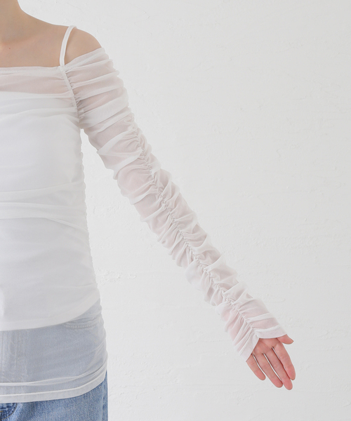 【セール】チュールギャザーオフショルトップス（Tシャツ/カットソー）｜U by SPICK&SPAN（ユーバイスピックアンドスパン）