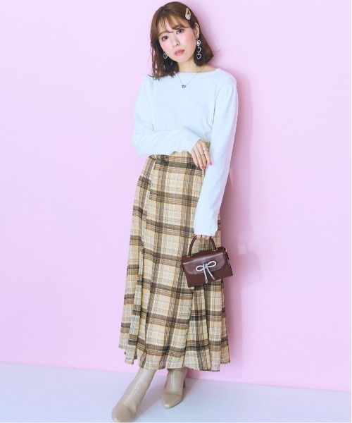 marun（マルン）の「＜大きいサイズ＞ ラメチェックスカート marun（スカート・レディース・レッド系/ブラウン系・5L/4L/3L/LL/L）」の21枚目の写真