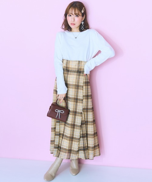 marun（マルン）の「＜大きいサイズ＞ ラメチェックスカート marun（スカート・レディース・レッド系/ブラウン系・5L/4L/3L/LL/L）」の22枚目の写真