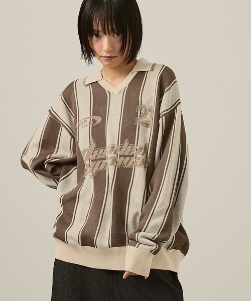 Snap club(スナップクラブ)の「【Snap club】ゲームシャツニット(ニット/セーター・レディース・ブラック/グレー系/アイボリー系・M/L)」の3枚目の写真