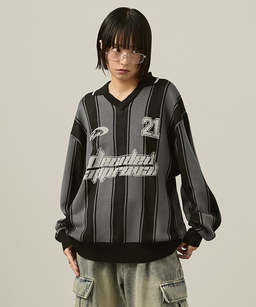 Snap club(スナップクラブ)の「【Snap club】ゲームシャツニット(ニット/セーター・レディース・ブラック/グレー系/アイボリー系・M/L)」の6枚目の写真