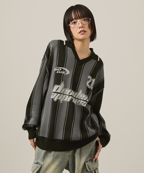 Snap club(スナップクラブ)の「【Snap club】ゲームシャツニット(ニット/セーター・レディース・ブラック/グレー系/アイボリー系・M/L)」の7枚目の写真