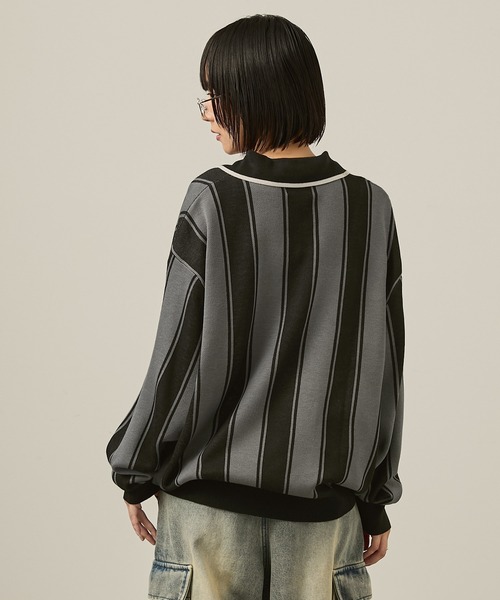 Snap club(スナップクラブ)の「【Snap club】ゲームシャツニット(ニット/セーター・レディース・ブラック/グレー系/アイボリー系・M/L)」の9枚目の写真
