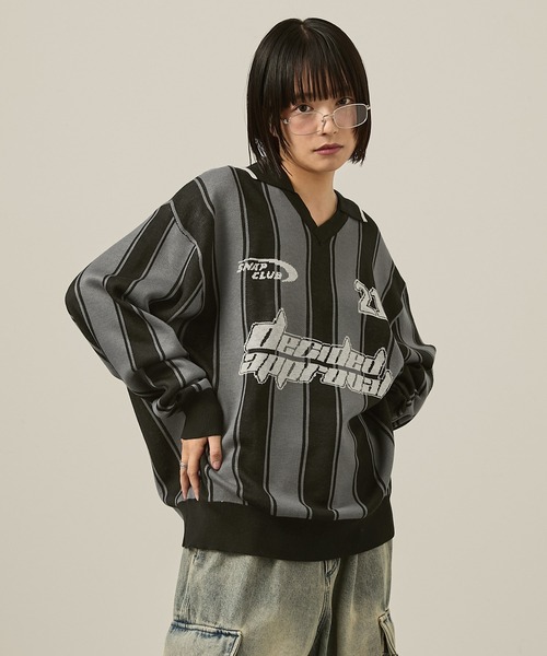 Snap club(スナップクラブ)の「【Snap club】ゲームシャツニット(ニット/セーター・レディース・ブラック/グレー系/アイボリー系・M/L)」の10枚目の写真