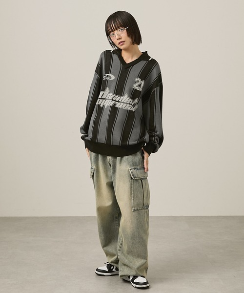 Snap club(スナップクラブ)の「【Snap club】ゲームシャツニット(ニット/セーター・レディース・ブラック/グレー系/アイボリー系・M/L)」の11枚目の写真