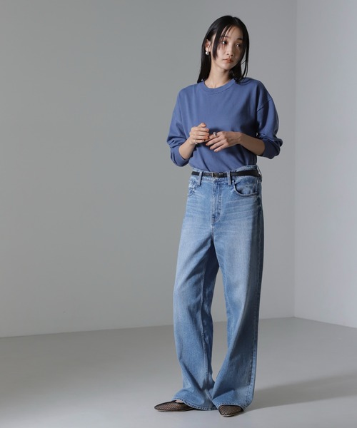 NANO universe（ナノユニバース）の「二重臼クルーネックプルオーバーニット（ニット/セーター・レディース・ブルー/ブラック/ホワイト・FREE）」の8枚目の写真