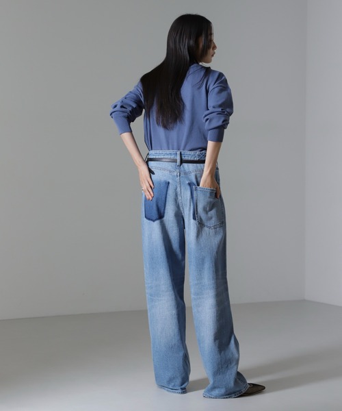 NANO universe（ナノユニバース）の「二重臼クルーネックプルオーバーニット（ニット/セーター・レディース・ブルー/ブラック/ホワイト・FREE）」の10枚目の写真