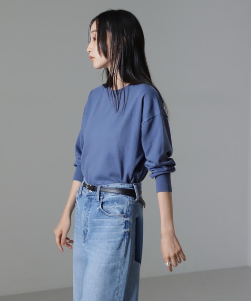 NANO universe（ナノユニバース）の「二重臼クルーネックプルオーバーニット（ニット/セーター・レディース・ブルー/ブラック/ホワイト・FREE）」の6枚目の写真