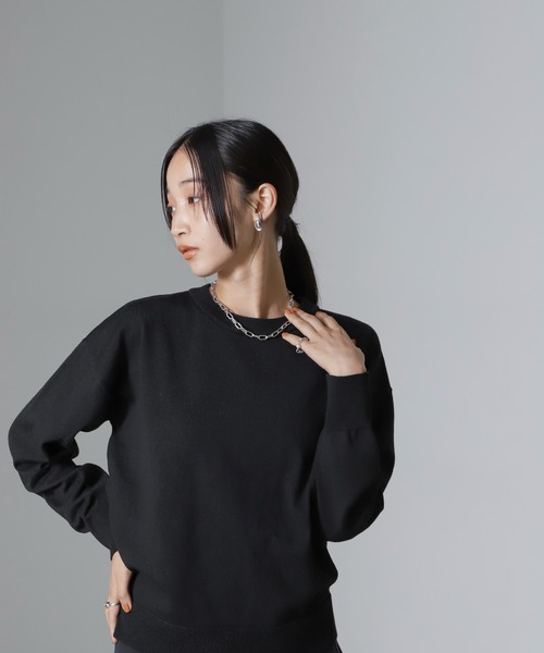 NANO universe（ナノユニバース）の「二重臼クルーネックプルオーバーニット（ニット/セーター・レディース・ブルー/ブラック/ホワイト・FREE）」の20枚目の写真