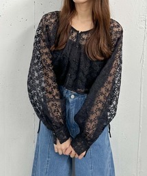 刺繍オーガンドットブラウス
