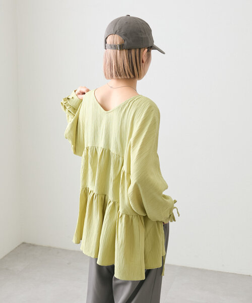 w closet（ダブルクローゼット）の「リボン2WAYティアードブラウス（シャツ/ブラウス・レディース・オレンジ/グリーン/オフホワイト・FREE）」の12枚目の写真