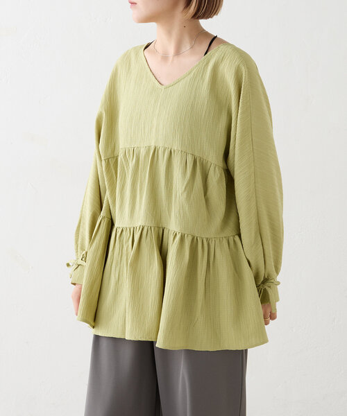 w closet（ダブルクローゼット）の「リボン2WAYティアードブラウス（シャツ/ブラウス・レディース・オレンジ/グリーン/オフホワイト・FREE）」の15枚目の写真