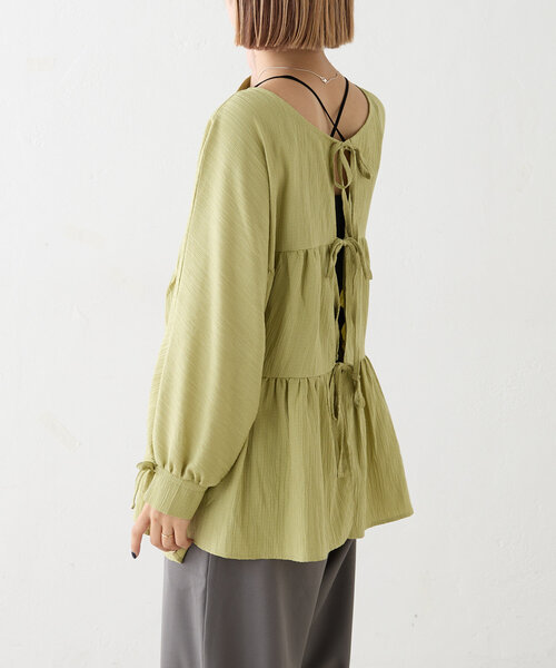 w closet（ダブルクローゼット）の「リボン2WAYティアードブラウス（シャツ/ブラウス・レディース・オレンジ/グリーン/オフホワイト・FREE）」の16枚目の写真