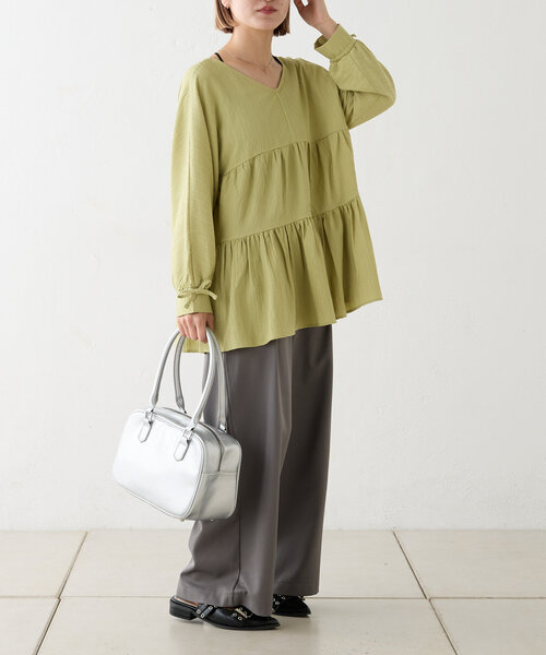 w closet（ダブルクローゼット）の「リボン2WAYティアードブラウス（シャツ/ブラウス・レディース・オレンジ/グリーン/オフホワイト・FREE）」の17枚目の写真