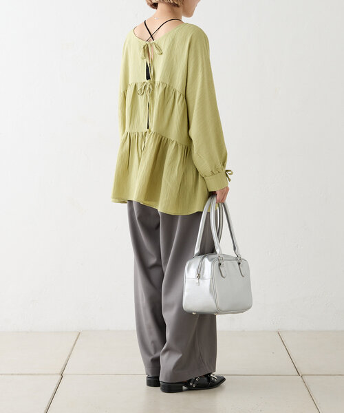 w closet（ダブルクローゼット）の「リボン2WAYティアードブラウス（シャツ/ブラウス・レディース・オレンジ/グリーン/オフホワイト・FREE）」の18枚目の写真