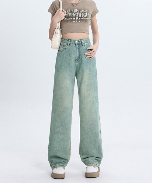 aimoha(アイモハ)の「【Aimoha】ワイドストレートジーンズ(デニムパンツ・レディース・ライトグリーン/ライトブルー・SMALL/MEDIUM/LARGE)」の14枚目の写真