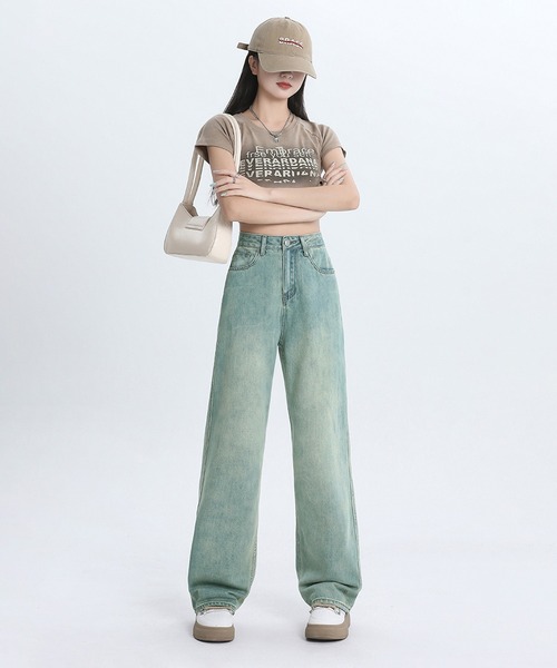 aimoha(アイモハ)の「【Aimoha】ワイドストレートジーンズ(デニムパンツ・レディース・ライトグリーン/ライトブルー・SMALL/MEDIUM/LARGE)」の15枚目の写真