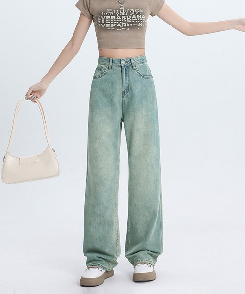 aimoha(アイモハ)の「【Aimoha】ワイドストレートジーンズ(デニムパンツ・レディース・ライトグリーン/ライトブルー・SMALL/MEDIUM/LARGE)」の16枚目の写真