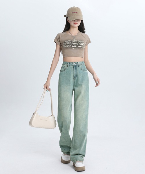 aimoha(アイモハ)の「【Aimoha】ワイドストレートジーンズ(デニムパンツ・レディース・ライトグリーン/ライトブルー・SMALL/MEDIUM/LARGE)」の17枚目の写真