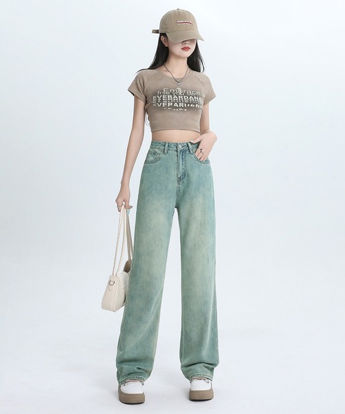aimoha(アイモハ)の「【Aimoha】ワイドストレートジーンズ(デニムパンツ・レディース・ライトグリーン/ライトブルー・SMALL/MEDIUM/LARGE)」の18枚目の写真