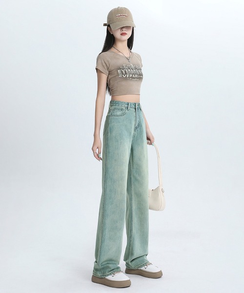 aimoha(アイモハ)の「【Aimoha】ワイドストレートジーンズ(デニムパンツ・レディース・ライトグリーン/ライトブルー・SMALL/MEDIUM/LARGE)」の19枚目の写真