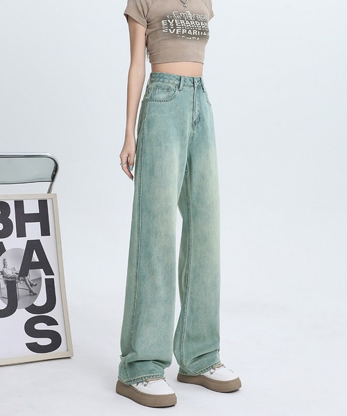 aimoha(アイモハ)の「【Aimoha】ワイドストレートジーンズ(デニムパンツ・レディース・ライトグリーン/ライトブルー・SMALL/MEDIUM/LARGE)」の21枚目の写真
