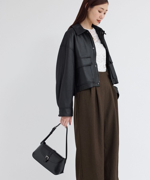 ROPE' PICNIC（ロペピクニック）の「シンセティックレザー風マシュマロブルゾン（ブルゾン・レディース・ライトグレー/ブラック/ダークブラウン・38）」の5枚目の写真