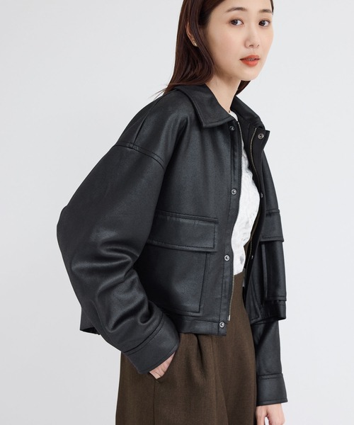 ROPE' PICNIC（ロペピクニック）の「シンセティックレザー風マシュマロブルゾン（ブルゾン・レディース・ライトグレー/ブラック/ダークブラウン・38）」の8枚目の写真