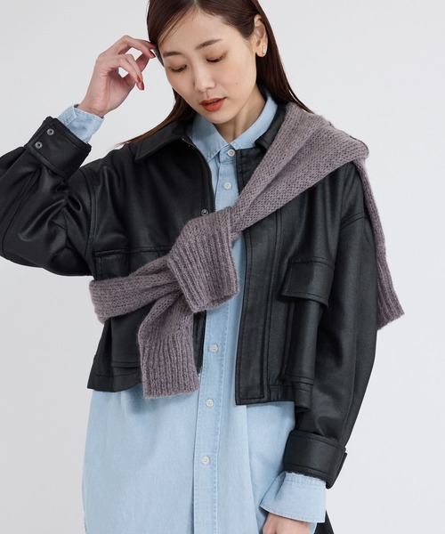 ROPE' PICNIC（ロペピクニック）の「シンセティックレザー風マシュマロブルゾン（ブルゾン・レディース・ライトグレー/ブラック/ダークブラウン・38）」の13枚目の写真