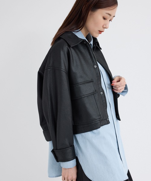 ROPE' PICNIC（ロペピクニック）の「シンセティックレザー風マシュマロブルゾン（ブルゾン・レディース・ライトグレー/ブラック/ダークブラウン・38）」の15枚目の写真