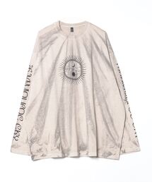 XU | ストリートファッション XU エックスユー garment washing print long sleeve tee ガーメントウォッシングプリントロングスリーブティー ロンT 長袖Tシャツ プリントTシャツ ロゴTシャツ オーバーサイズ 韓国ファッション 韓国ストリート グランジ Y2K(Tシャツ/カットソー)