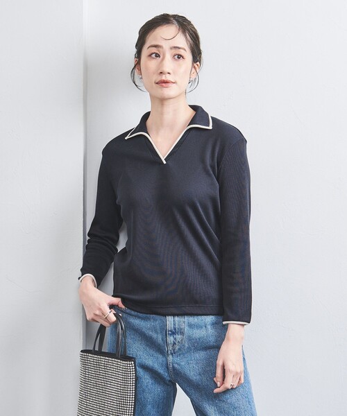 UNITED ARROWS（ユナイテッドアローズ）の「リブ バイカラーパイピング スキッパーカットソー（Tシャツ/カットソー・レディース・ブラック/ネイビー・FREE）」の3枚目の写真