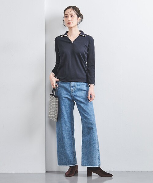 UNITED ARROWS（ユナイテッドアローズ）の「リブ バイカラーパイピング スキッパーカットソー（Tシャツ/カットソー・レディース・ブラック/ネイビー・FREE）」の4枚目の写真