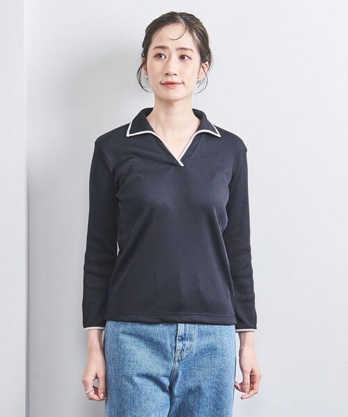 UNITED ARROWS（ユナイテッドアローズ）の「リブ バイカラーパイピング スキッパーカットソー（Tシャツ/カットソー・レディース・ブラック/ネイビー・FREE）」の6枚目の写真