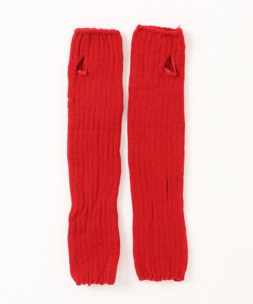 VIBGYOR Women（ヴィブジョー　ウィメン）の「【urge select】リブニット サイドリボン アームカバー/アームウォーマー（アームカバー・レディース・レッド系1/ブラック/ホワイト系2/ホワイト系1/レッド系2・FREE）」の10枚目の写真