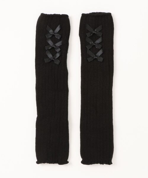 VIBGYOR Women（ヴィブジョー　ウィメン）の「【urge select】リブニット サイドリボン アームカバー/アームウォーマー（アームカバー・レディース・レッド系1/ブラック/ホワイト系2/ホワイト系1/レッド系2・FREE）」の8枚目の写真