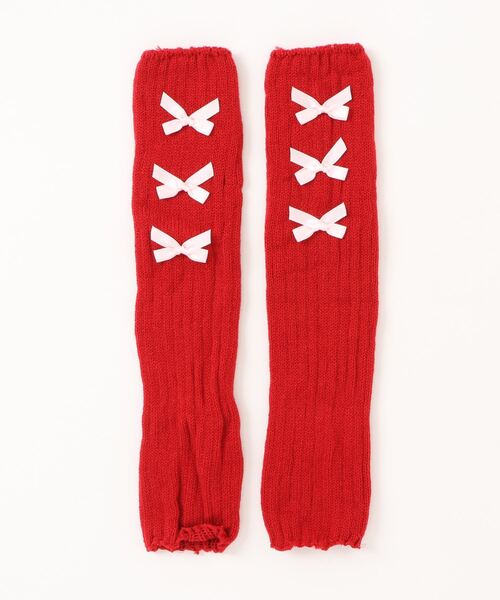VIBGYOR Women（ヴィブジョー　ウィメン）の「【urge select】リブニット サイドリボン アームカバー/アームウォーマー（アームカバー・レディース・レッド系1/ブラック/ホワイト系2/ホワイト系1/レッド系2・FREE）」の9枚目の写真