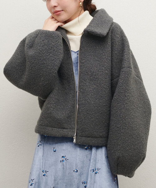 natural couture（ナチュラルクチュール）の「シープボアショートZIPコート（その他アウター・レディース・ベージュ/オフホワイト/チャコールグレー・FREE）」の17枚目の写真