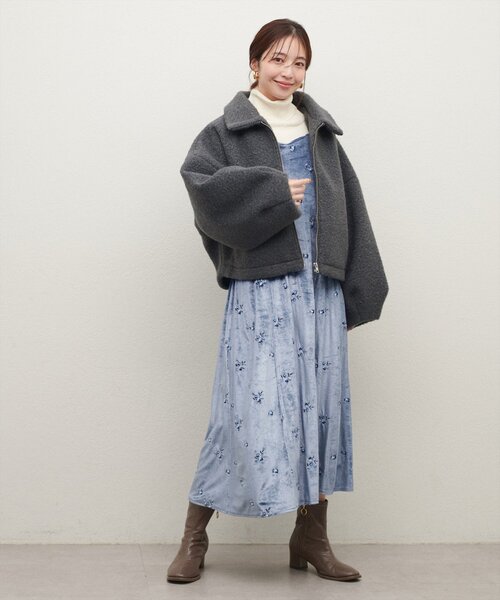 natural couture（ナチュラルクチュール）の「シープボアショートZIPコート（その他アウター・レディース・ベージュ/オフホワイト/チャコールグレー・FREE）」の21枚目の写真