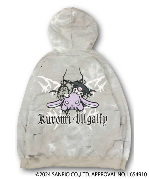 GALFY×KUROMI-イルガルフィームラ染めZIPパーカー（パーカー