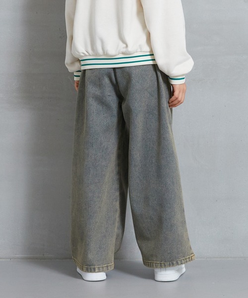 coca（coca）（コカ）の「【WEB限定セール】キッズ ヴィンテージ風タックワイドデニム（デニムパンツ・キッズ・ブラック/ライトブルー・130/140/120/150）」の7枚目の写真