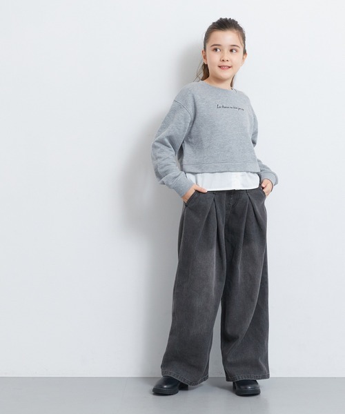 coca（coca）（コカ）の「【WEB限定セール】キッズ ヴィンテージ風タックワイドデニム（デニムパンツ・キッズ・ブラック/ライトブルー・130/140/120/150）」の10枚目の写真