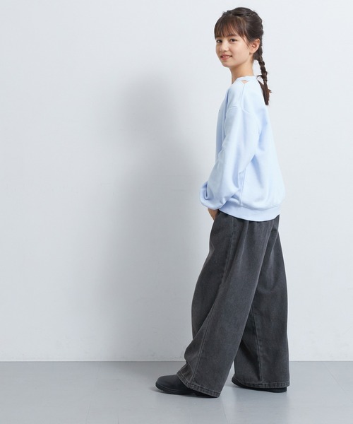 coca（coca）（コカ）の「【WEB限定セール】キッズ ヴィンテージ風タックワイドデニム（デニムパンツ・キッズ・ブラック/ライトブルー・130/140/120/150）」の9枚目の写真